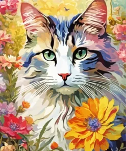 Grey Calico Portrait Diamond Painting