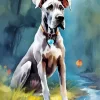 Grey Great Dane Dog Diamond Painting