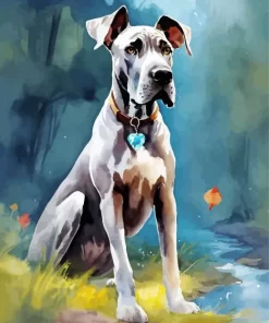 Grey Great Dane Dog Diamond Painting