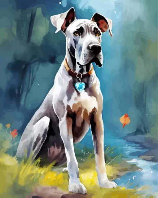 Grey Great Dane Dog Diamond Painting