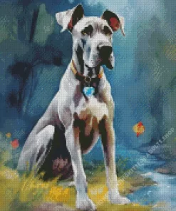 Grey Great Dane Dog Diamond Painting