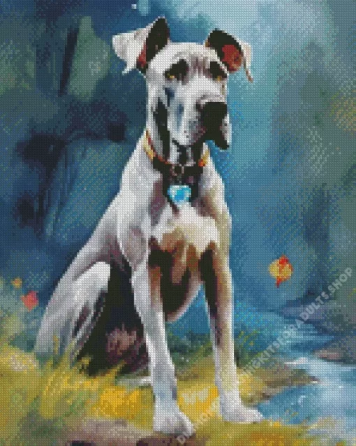 Grey Great Dane Dog Diamond Painting