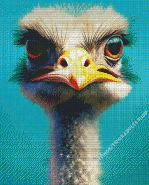 Grey Ostrich Close Up Diamond Painting