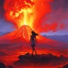 Lady And Volcano Diamond Painting