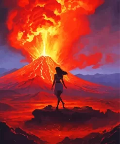 Lady And Volcano Diamond Painting