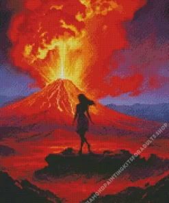 Lady And Volcano Diamond Painting