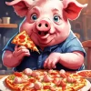 Pig Eating Pizza Diamond Painting