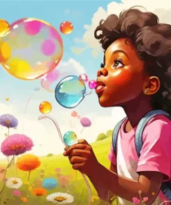 African Girl Blowing Bubble Art Diamond Painting