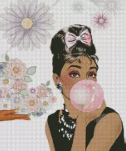 Audrey Blowing Bubble Gum Diamond Painting