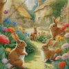 Blonde Bunnies Garden Diamond Painting