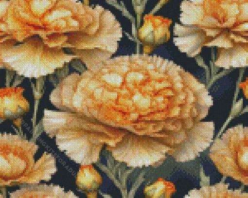 Golden Blooming Carnation Diamond Painting