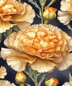 Golden Blooming Carnation Diamond Painting