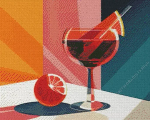 Illustration Blood Orange And Juice Diamond Painting