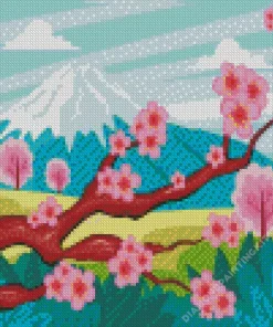 Illustration Blossom Landscape Diamond Painting