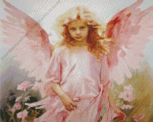 Pink Blonde Angel Girl Diamond Painting