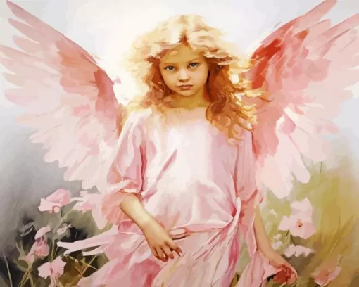 Pink Blonde Angel Girl Diamond Painting