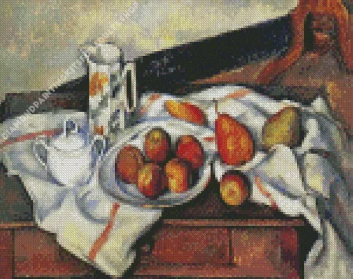 Still Life With Sugar Bowl Jug And Plate of Fruit Diamond Painting