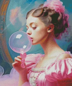 Woman Blowing Bubble Gum Diamond Painting