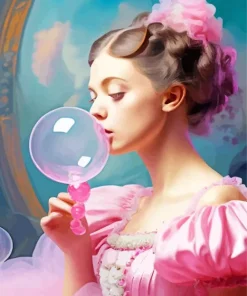 Woman Blowing Bubble Gum Diamond Painting