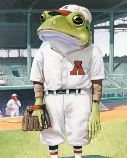 Aesthetic Frog Playing Baseball Diamond Painting