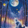 Aesthetic Full Moon Cat Diamond Painting