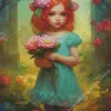 Aesthetic Girl And Flowers Diamond Painting