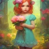 Aesthetic Girl And Flowers Diamond Painting