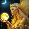 Blond Fairy Holding Moon Diamond Painting