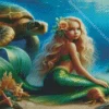 Blond Mermaid And Turtle Diamond Painting