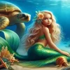 Blond Mermaid And Turtle Diamond Painting