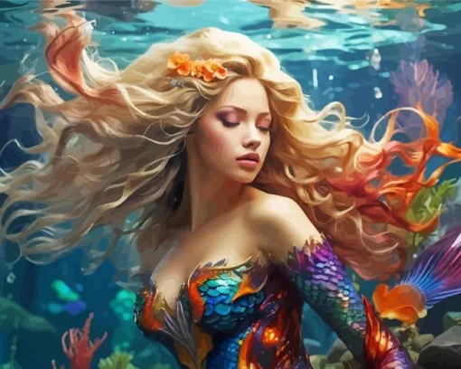 Blond Mermaid Underwater Diamond Painting