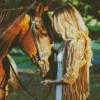 Blonde And Horse Diamond Painting