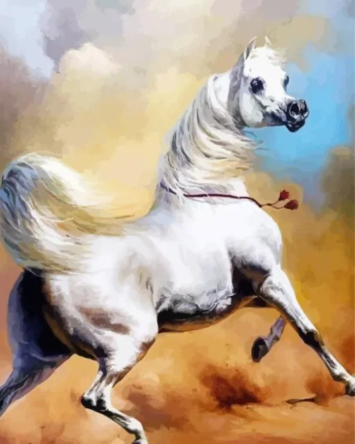 Blonde Arabian Horse In Desert Diamond Painting