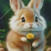 Blonde Bunny And Flower Diamond Painting