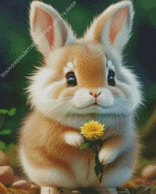 Blonde Bunny And Flower Diamond Painting