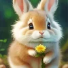 Blonde Bunny And Flower Diamond Painting