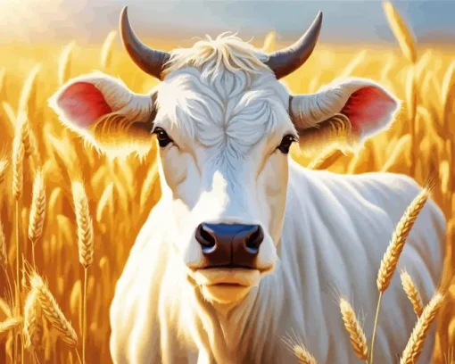 Blonde Cow Diamond Painting