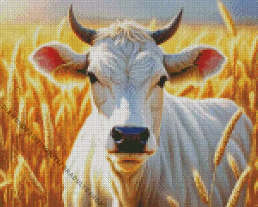 Blonde Cow Diamond Painting