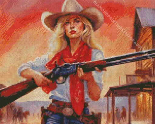 Blonde Cowgirl Diamond Painting