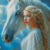 Blonde Girl And Horse Diamond Painting