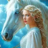 Blonde Girl And Horse Diamond Painting