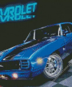 Blue 1969 Camaro Car Diamond Painting