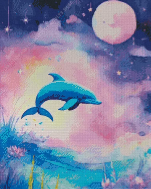 Blue Fantasy Dolphin Diamond Painting