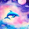 Blue Fantasy Dolphin Diamond Painting