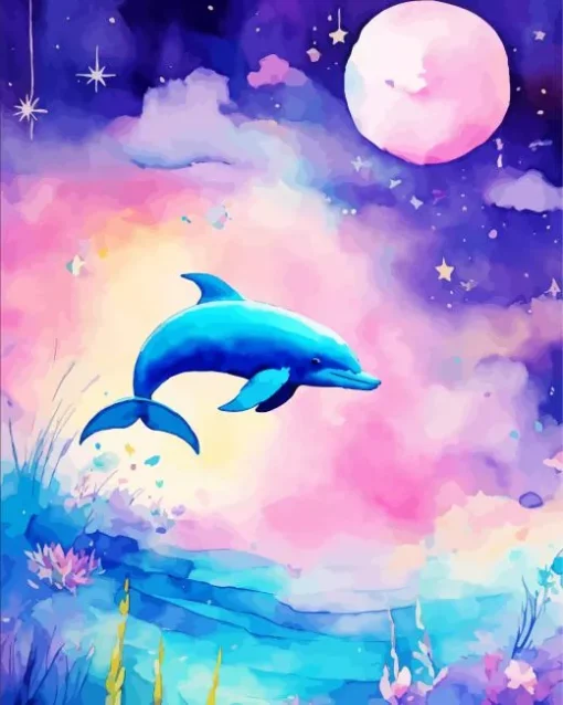 Blue Fantasy Dolphin Diamond Painting