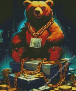 Brown Gangsta Bear Diamond Painting