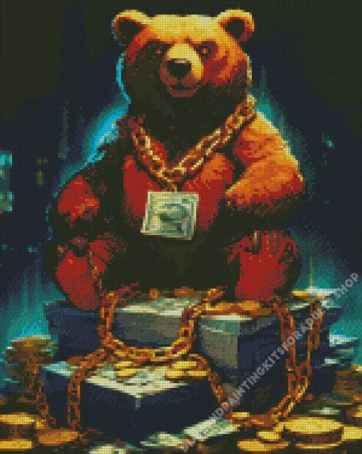 Brown Gangsta Bear Diamond Painting