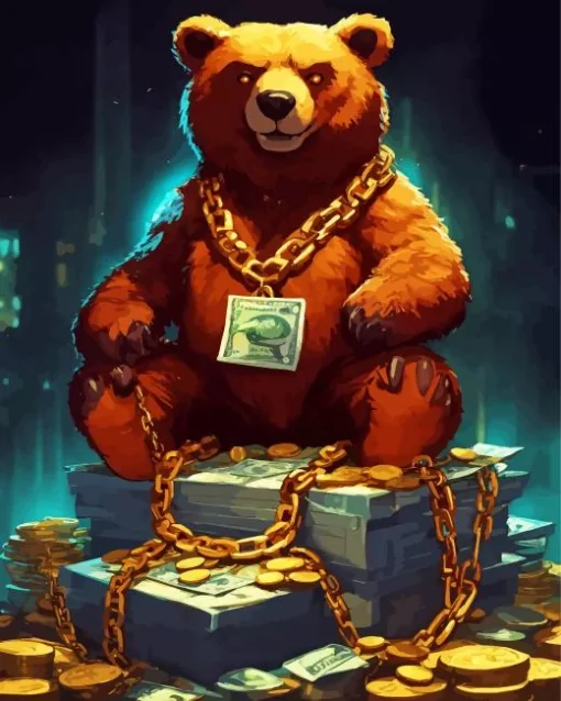 Brown Gangsta Bear Diamond Painting