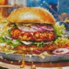 Chicken Burger Fast Food Diamond Painting