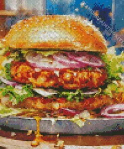 Chicken Burger Fast Food Diamond Painting